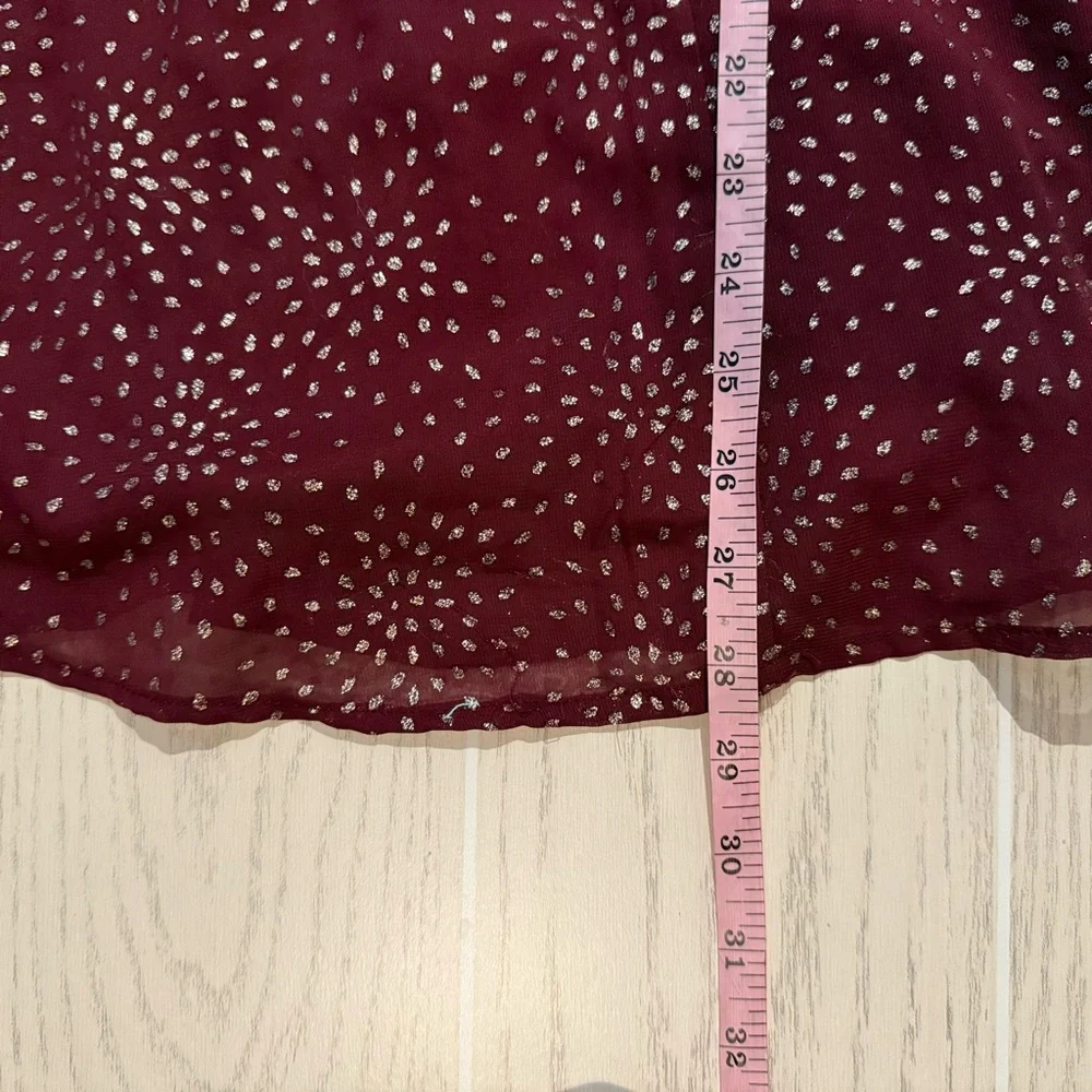Trixxi Girl Burgundy Gold Dot Party Dress Size 8‎ Puff Sleeve Holiday NEW